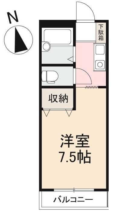 アサダハイツ(1K/3階)の間取り写真