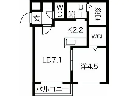 エヴァ琴似(1LDK/4階)の間取り写真