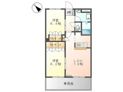 ボンヌール ナガタ(2LDK/1階)の間取り写真