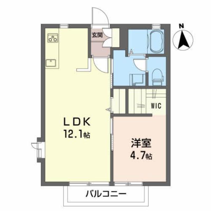 ヴァン・ヴェールA(1LDK/2階)の間取り写真