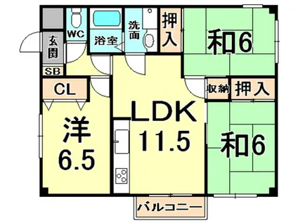 カーサ楠3(3LDK/3階)の間取り写真