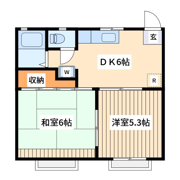 エコーハイツ(2DK/1階)の間取り写真