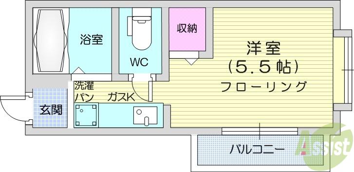 クイーンハイツ(1K/2階)の間取り写真