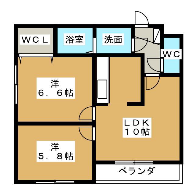フォンターナ(2LDK/3階)の間取り写真