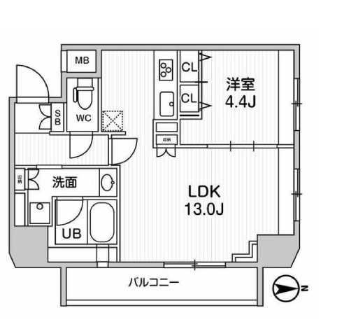 GENOVIA浅草橋II SKYGARDEN(1LDK/8階)の間取り写真