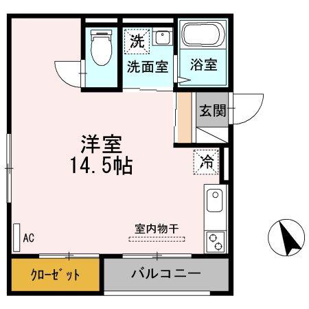 レセンテSFKB棟(ワンルーム/2階)の間取り写真