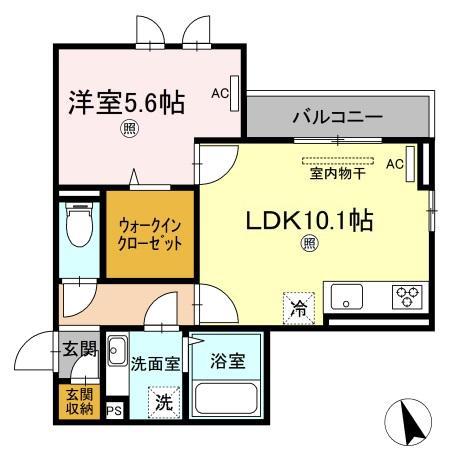 アパッショナート東浜(1LDK/1階)の間取り写真