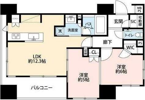 クリオ日暮里セントラルマークス(2LDK/7階)の間取り写真