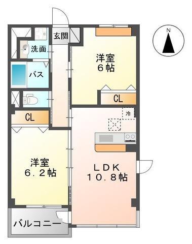 ティアクラウン(2LDK/3階)の間取り写真