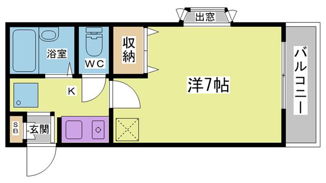 キャンパスヒルズ 鈴蘭台(1K/2階)の間取り写真