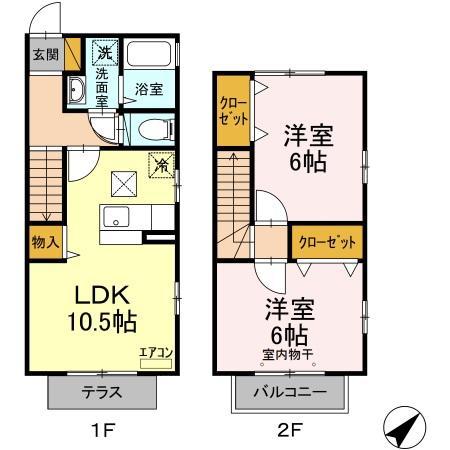 ボナールC(2LDK/1階)の間取り写真