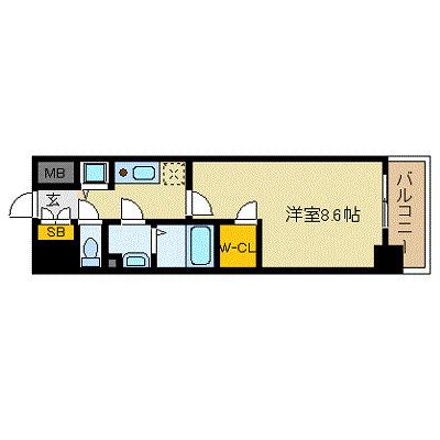 プレサンス栄ライズ(1K/12階)の間取り写真