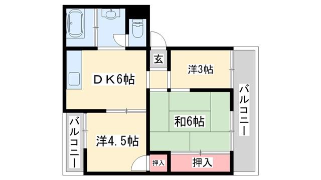 明伸第1ビル(3DK/2階)の間取り写真