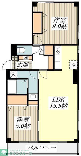 オイコットビル(2LDK/1階)の間取り写真