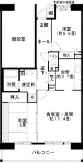 URルゼフィール立花 2号棟(2LDK/5階)の間取り写真