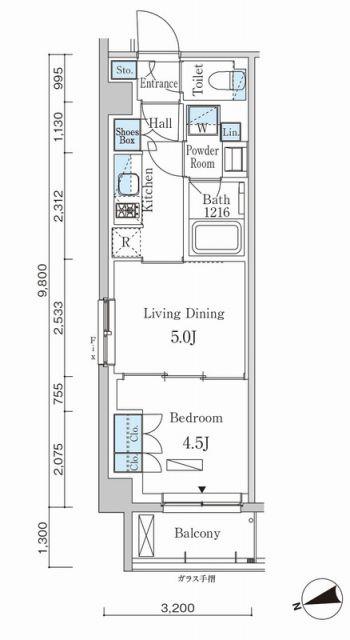 パークアクシス市谷左内町(1LDK/2階)の間取り写真