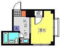 マリオ能見台(1K/2階)の間取り写真