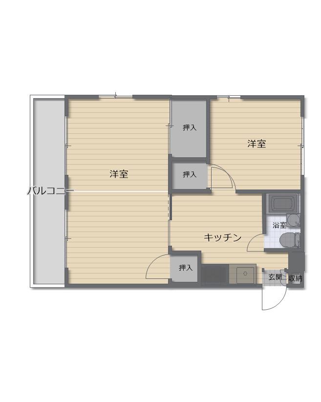 友永ビル(2K/3階)の間取り写真
