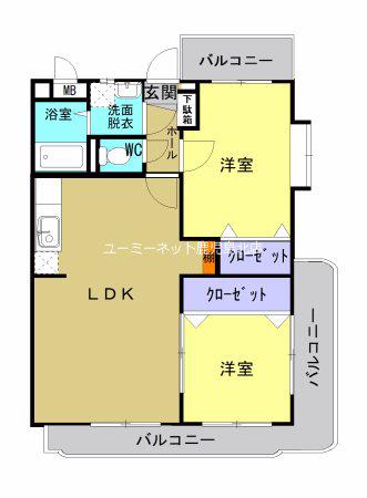 ベルメゾン秀(2LDK/3階)の間取り写真