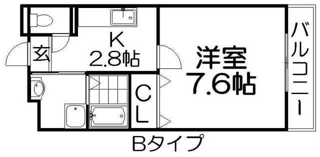 プラシードカーサI(1K/1階)の間取り写真