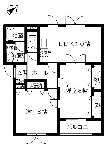 コート・フィオーレC(2LDK/3階)の間取り写真