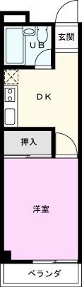 サンライト草加(1DK/3階)の間取り写真