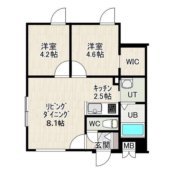 LAND SAKAEMACHI ランドサカエマチ(2LDK/1階)の間取り写真