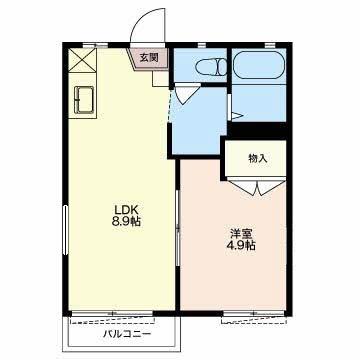 ニア・ステーションA(1LDK/2階)の間取り写真