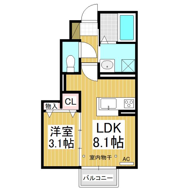 THE海津(1LDK/1階)の間取り写真