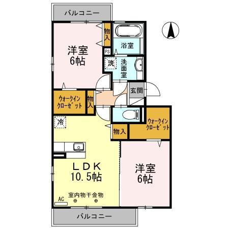 ボナール・K(2LDK/2階)の間取り写真