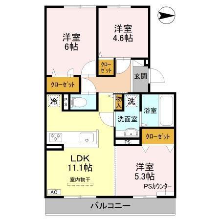 サウス・レジデンス菱川(3LDK/3階)の間取り写真
