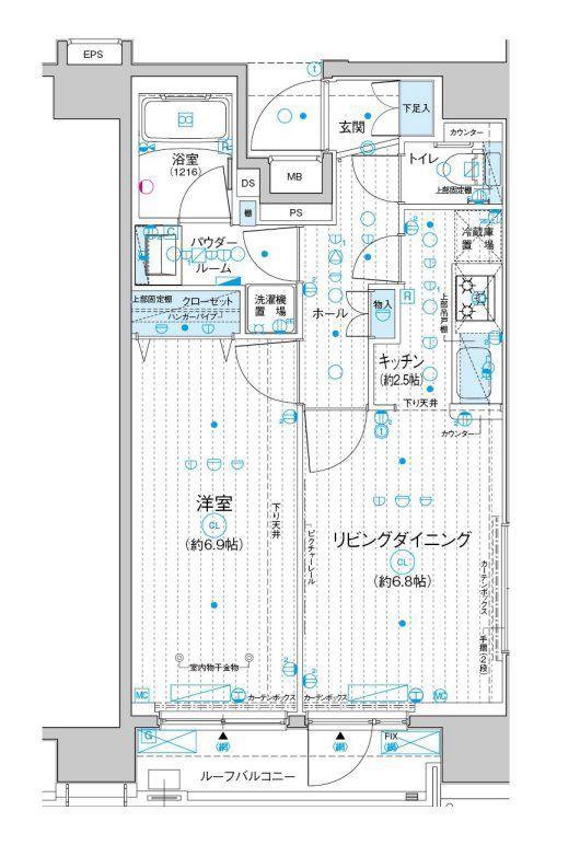 メインステージ入谷IV(1LDK/15階)の間取り写真