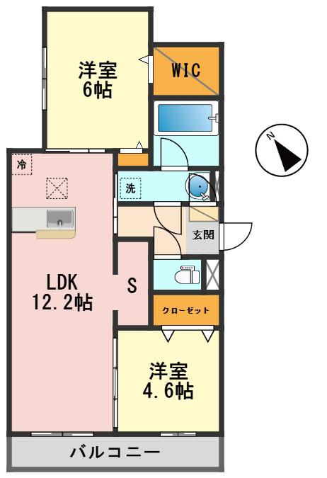 セレスティア新宿(2LDK/2階)の間取り写真
