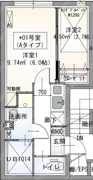 ラヴィエール秋葉原(2K/4階)の間取り写真