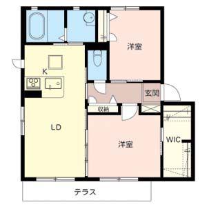 シャーメゾンアミノウチB(2LDK/1階)の間取り写真
