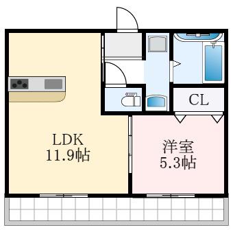 ヴィラクエンティ(1LDK/3階)の間取り写真