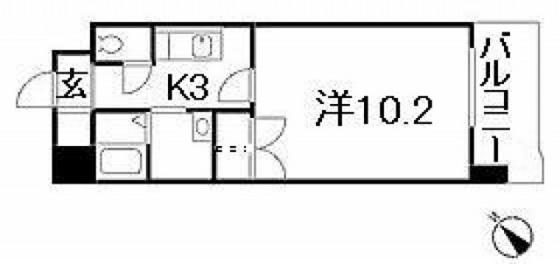 グランヴェルジェ中須I(1K/8階)の間取り写真