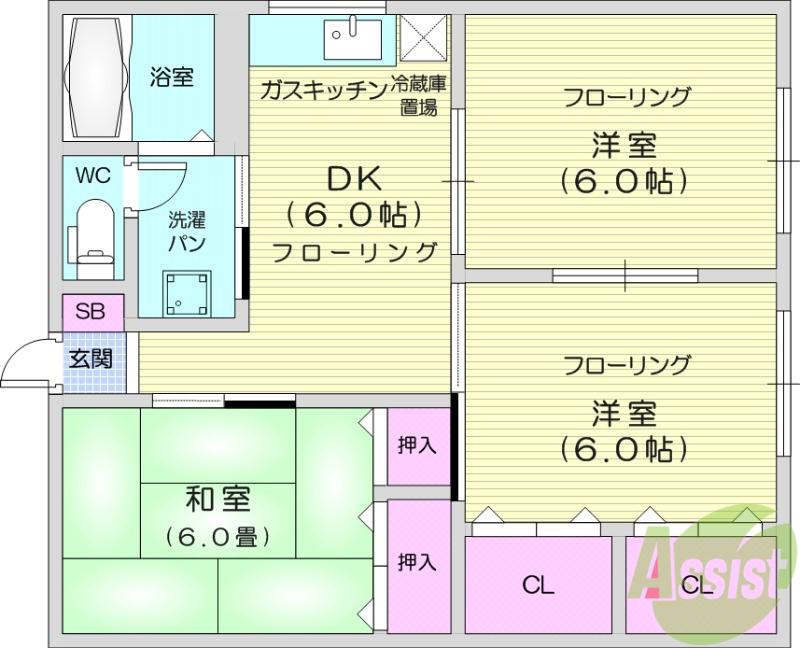コーポ蜂屋(3DK/1階)の間取り写真