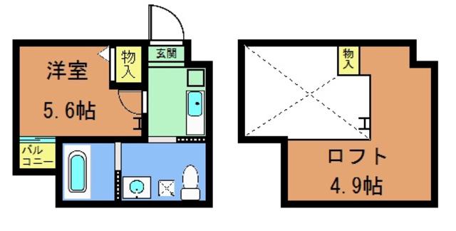 ロフティ四条大宮(1SK/1階)の間取り写真