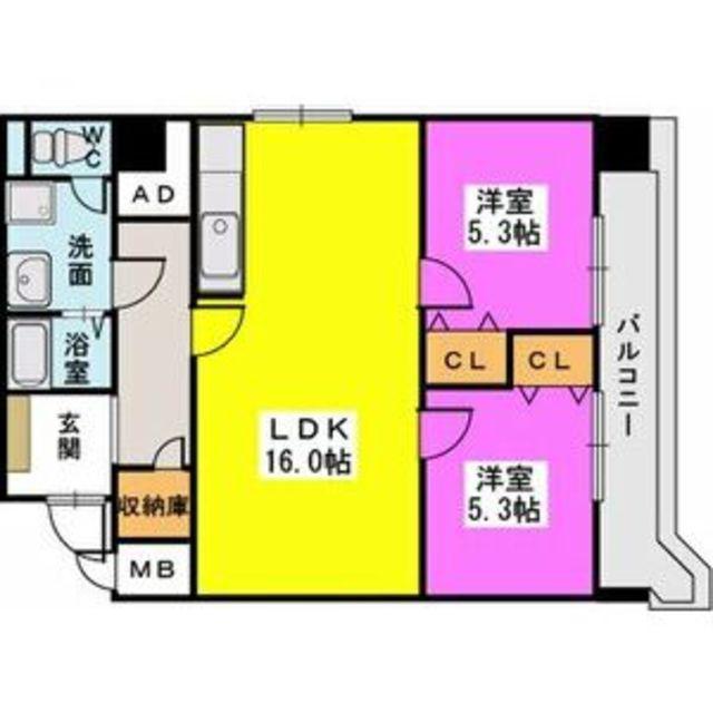 白金オークマンション(2LDK/4階)の間取り写真