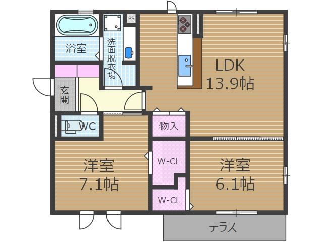 PASTORAL COURT SENRI(2LDK/1階)の間取り写真