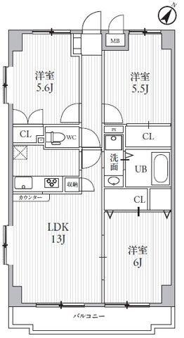 TS GARDEN新検見川I(3LDK/1階)の間取り写真
