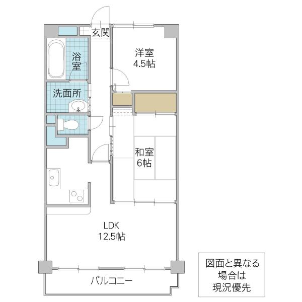サンライフ土浦(2LDK/8階)の間取り写真