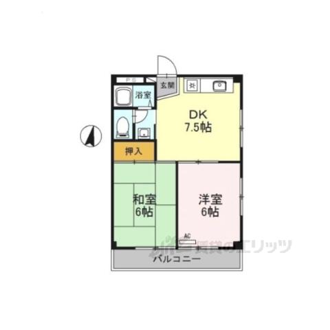 ガーデンハイツ山本(2DK/3階)の間取り写真