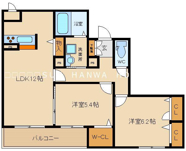 シャーメゾン山本(2LDK/3階)の間取り写真