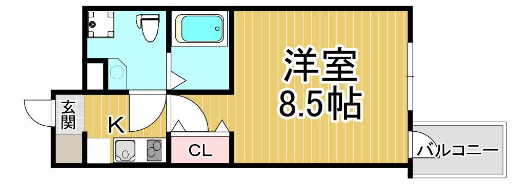S-FORT西宮(1K/2階)の間取り写真