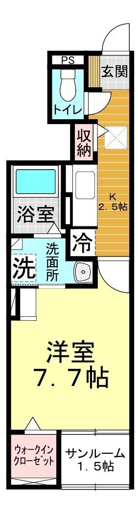 アパイサント(1K/1階)の間取り写真