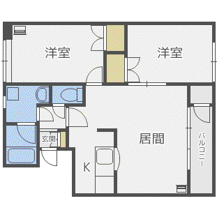セゾンド円山(2LDK/1階)の間取り写真