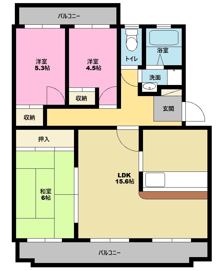 クルトン(3LDK/4階)の間取り写真