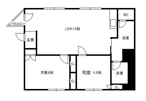 アイシステムビル(2LDK/2階)の間取り写真